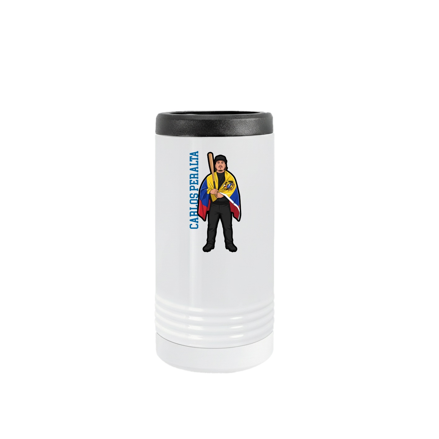 Slim Beverage Holder — Name Vertical in White