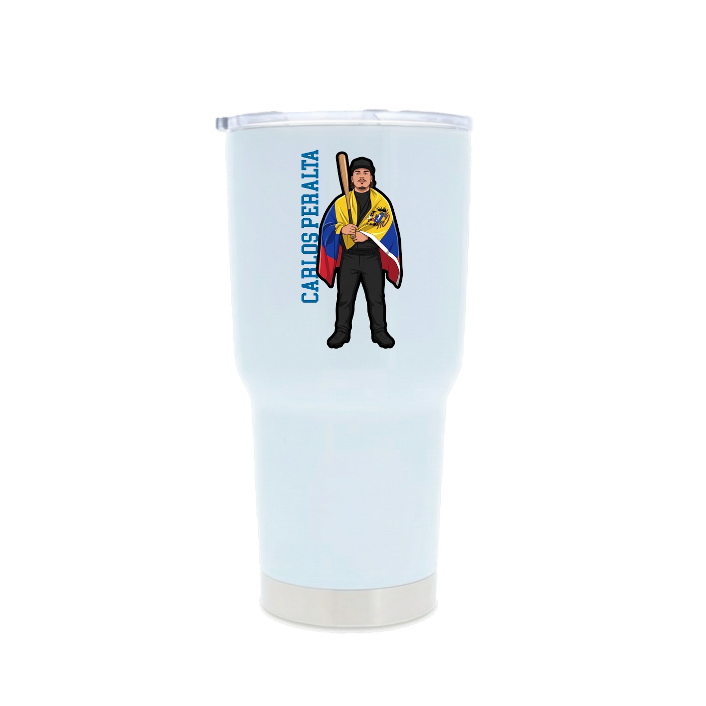 30oz Stainless Steel Tumbler — Name Vertical in White