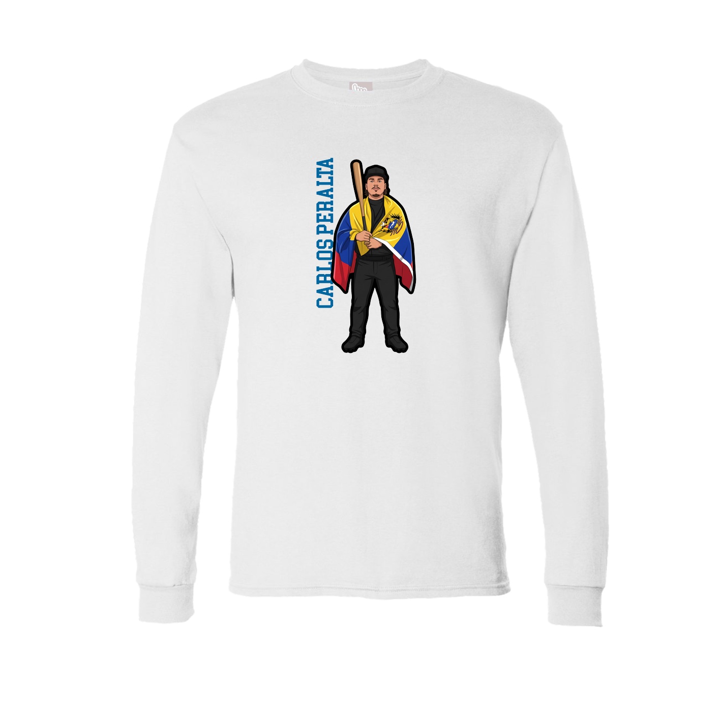 Long Sleeve Tee — Name Vertical in White