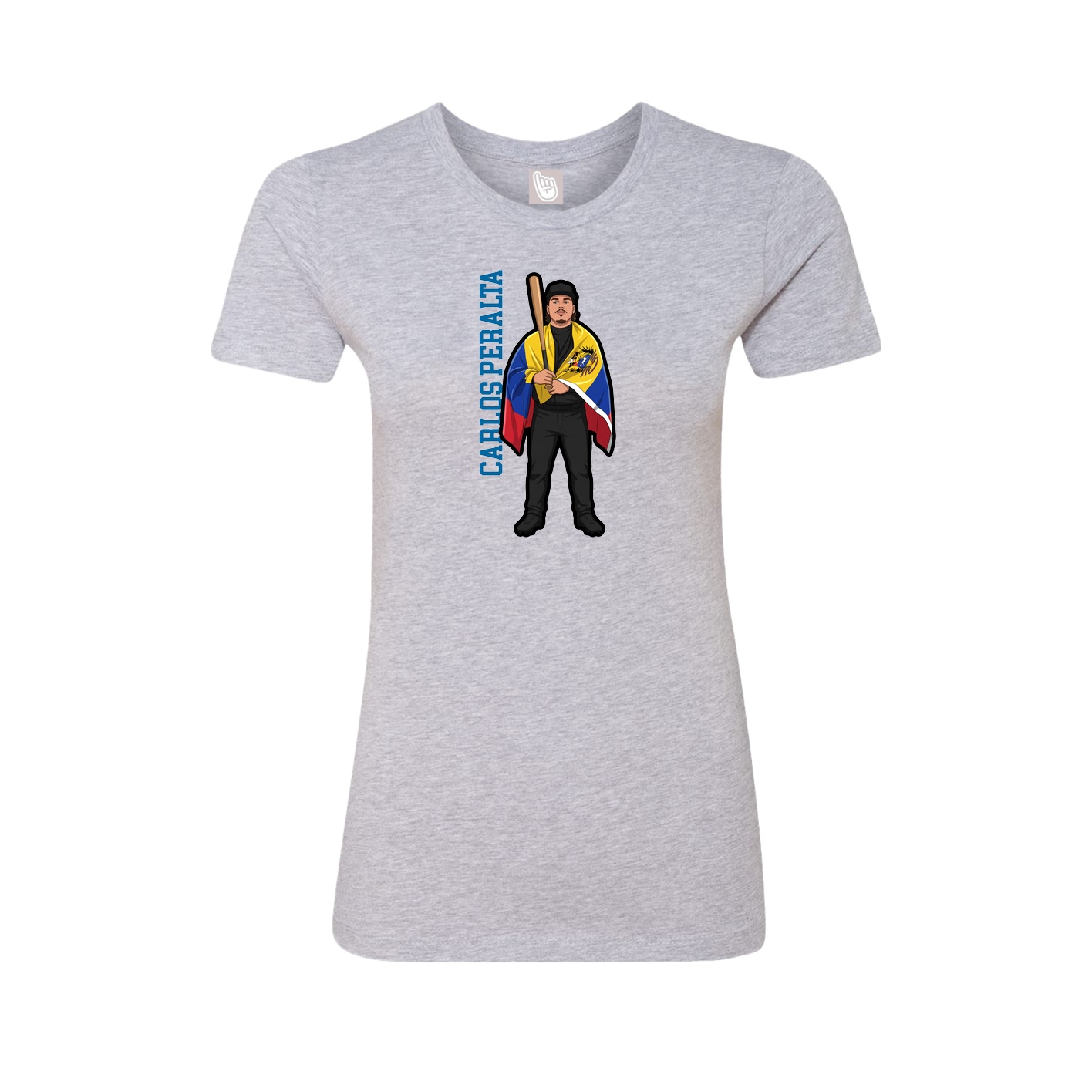 Fitted Women's Tee — Name Vertical in Grey