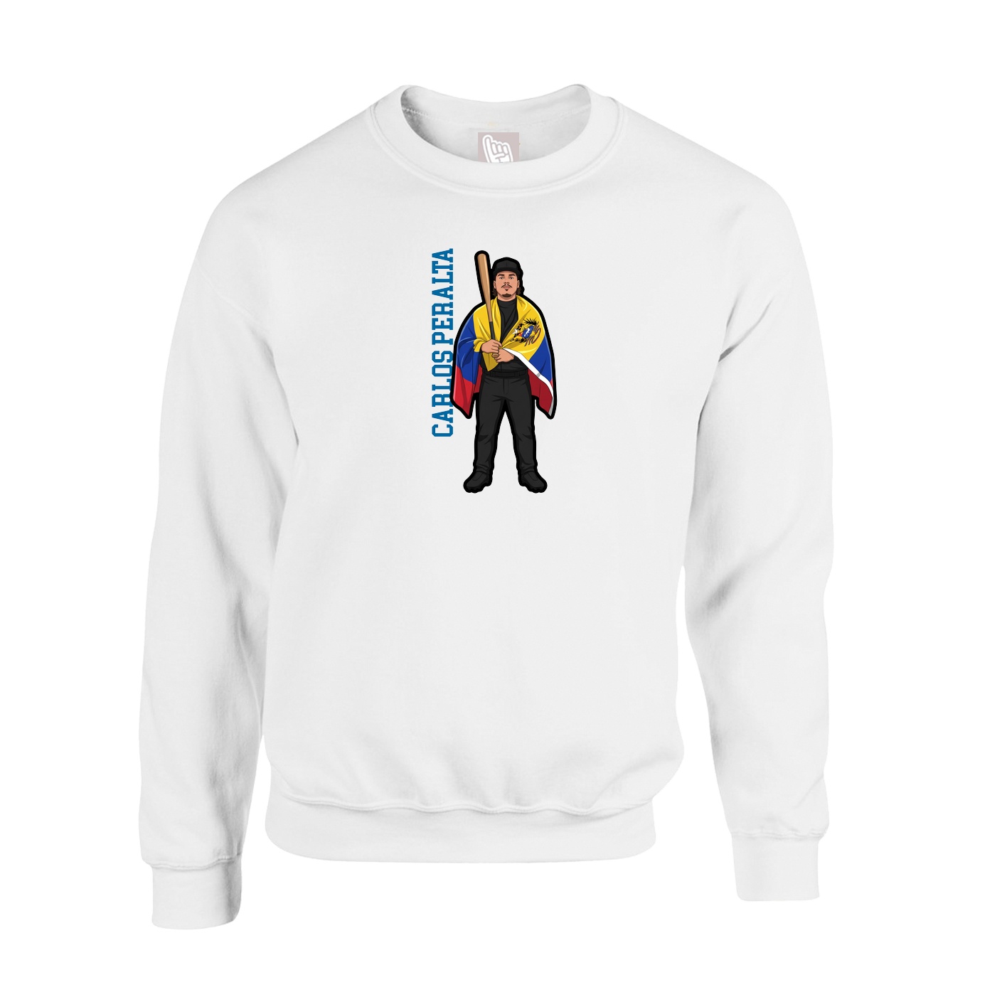 Fleece Crew — Name Vertical in White
