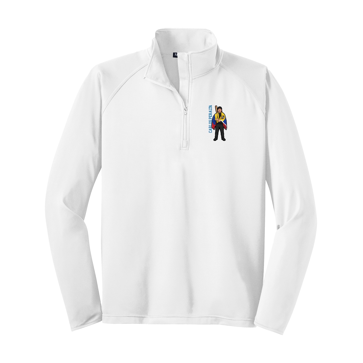Q-Zip Pullover — Name Vertical in White