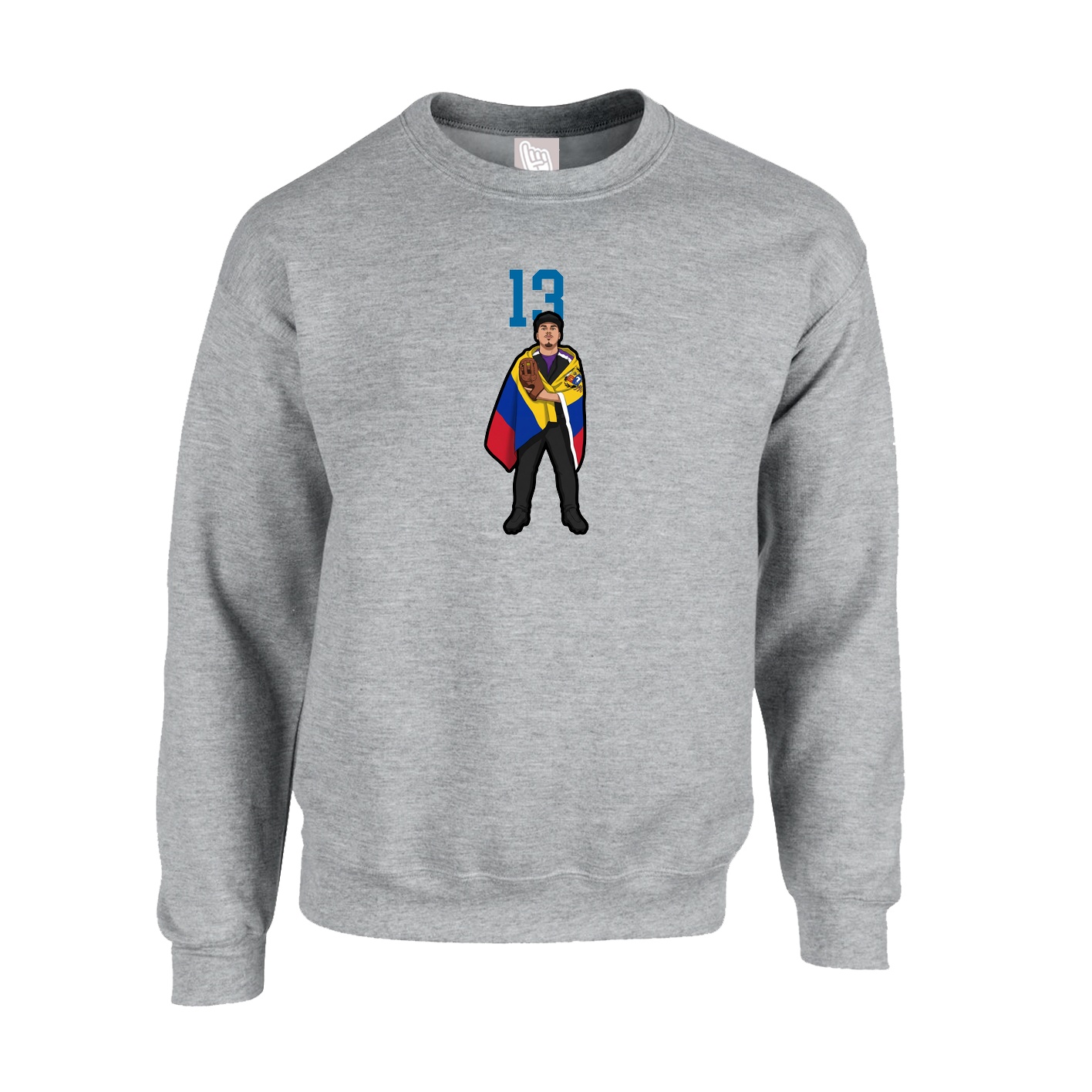 Fleece Crew — Number Top in Grey