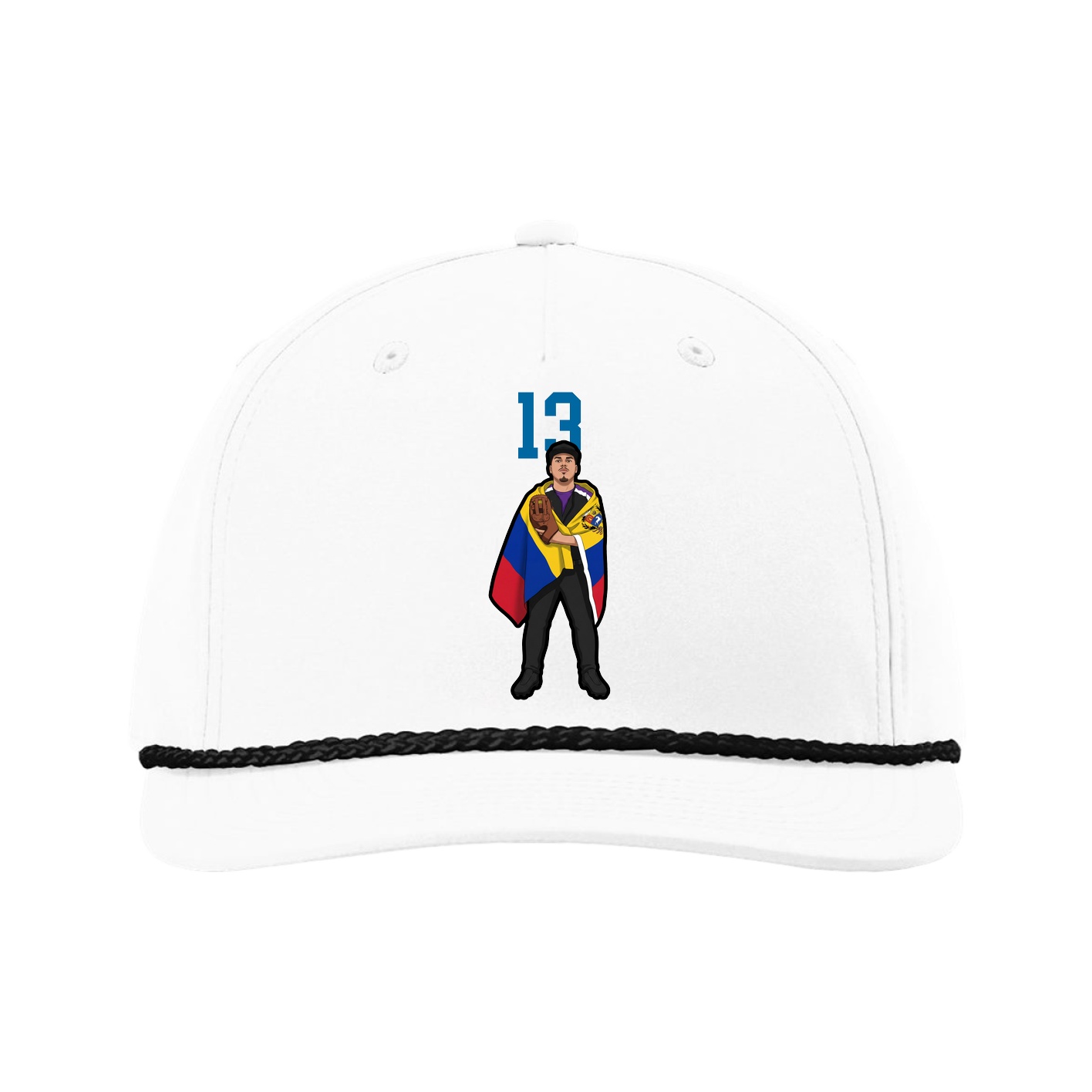 Five-Panel Classic Rope Cap — Number Top in White
