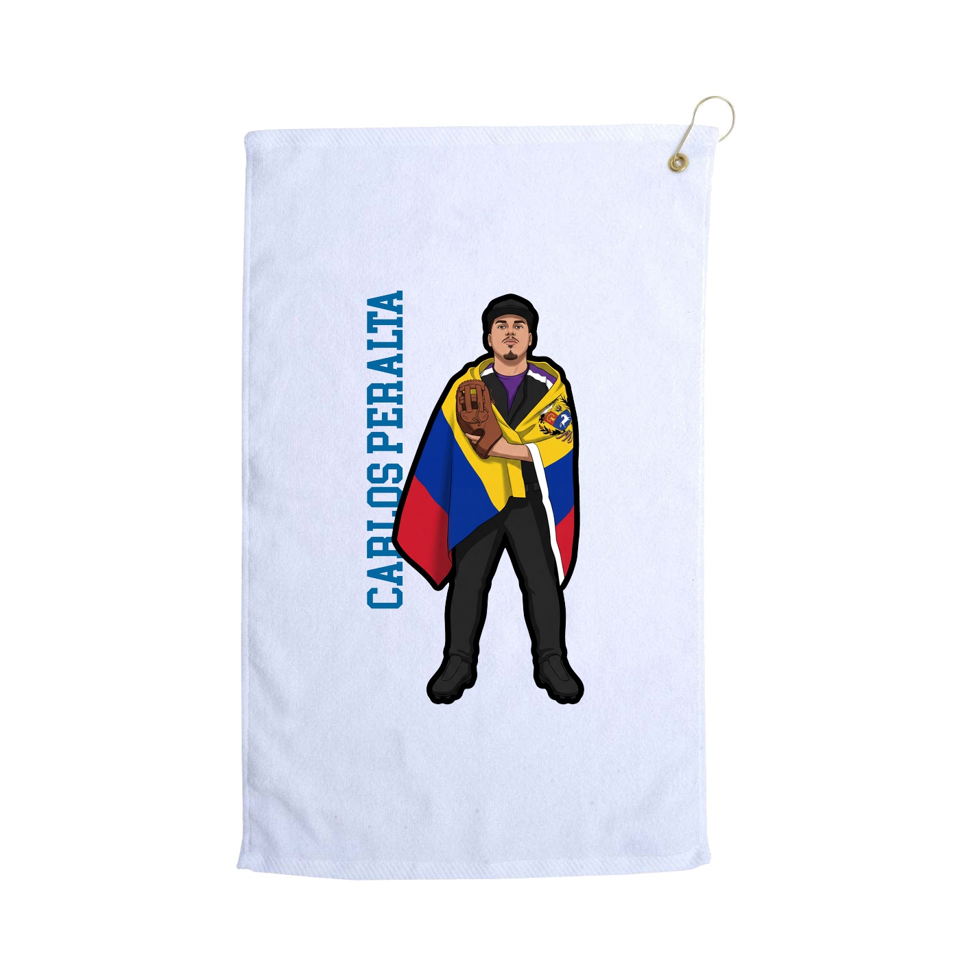 Golf Towel — Name Vertical in White