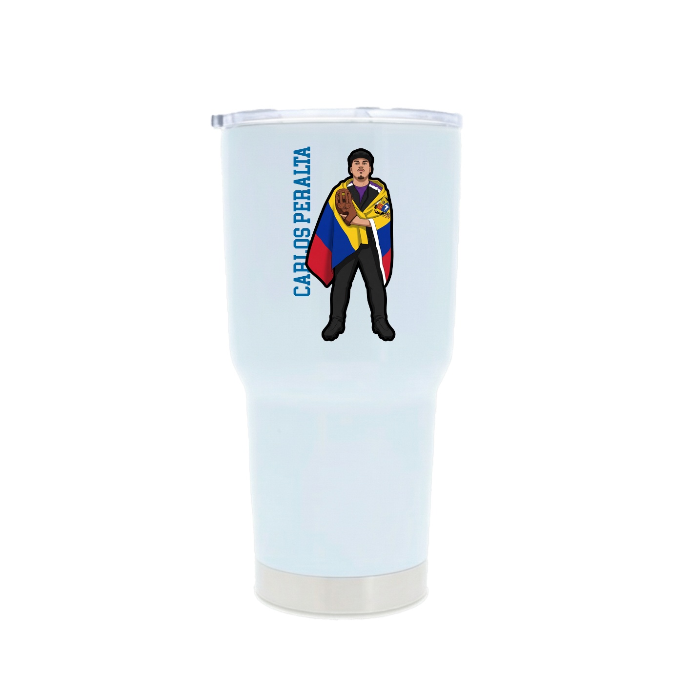 30oz Stainless Steel Tumbler — Name Vertical in White