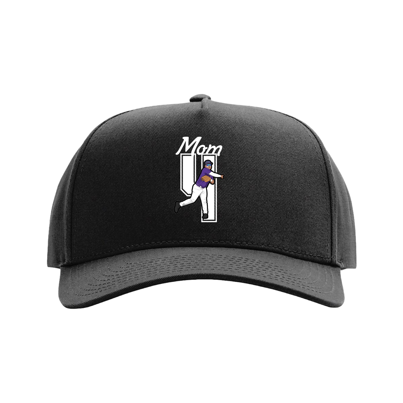 Full Fabric Five-Panel Champ Cap — Mothers Day Shirsey in Black