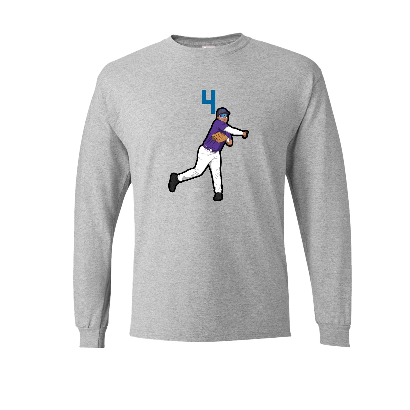 Long Sleeve Tee — Number Top in Grey