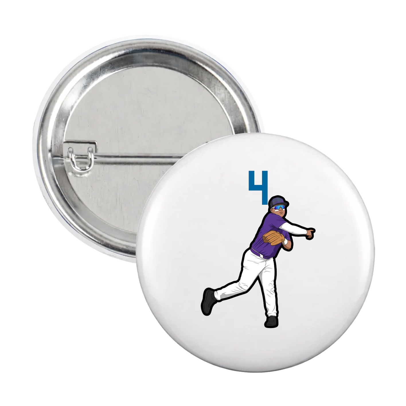 Game Day Button — Number Top in White