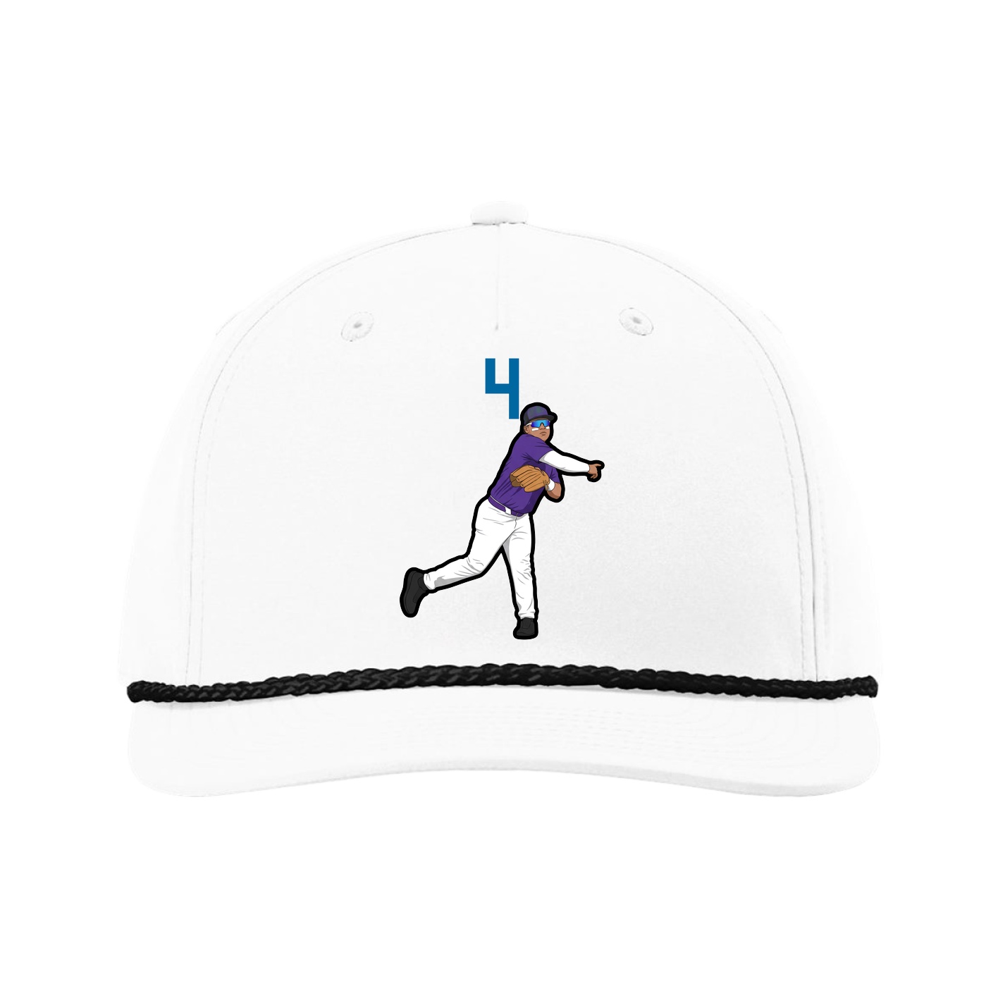 Five-Panel Classic Rope Cap — Number Top in White