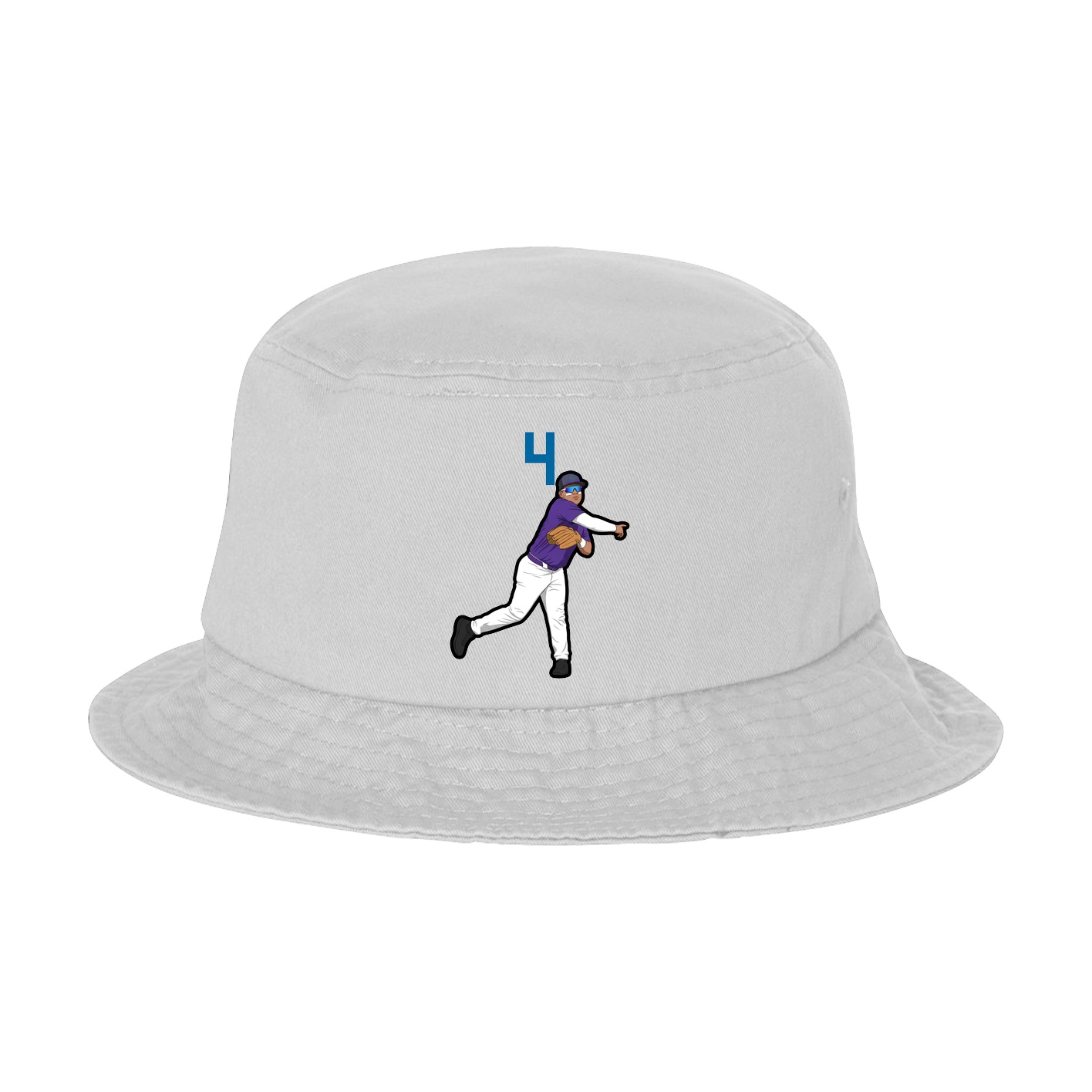 Bucket Cap — Number Top in White