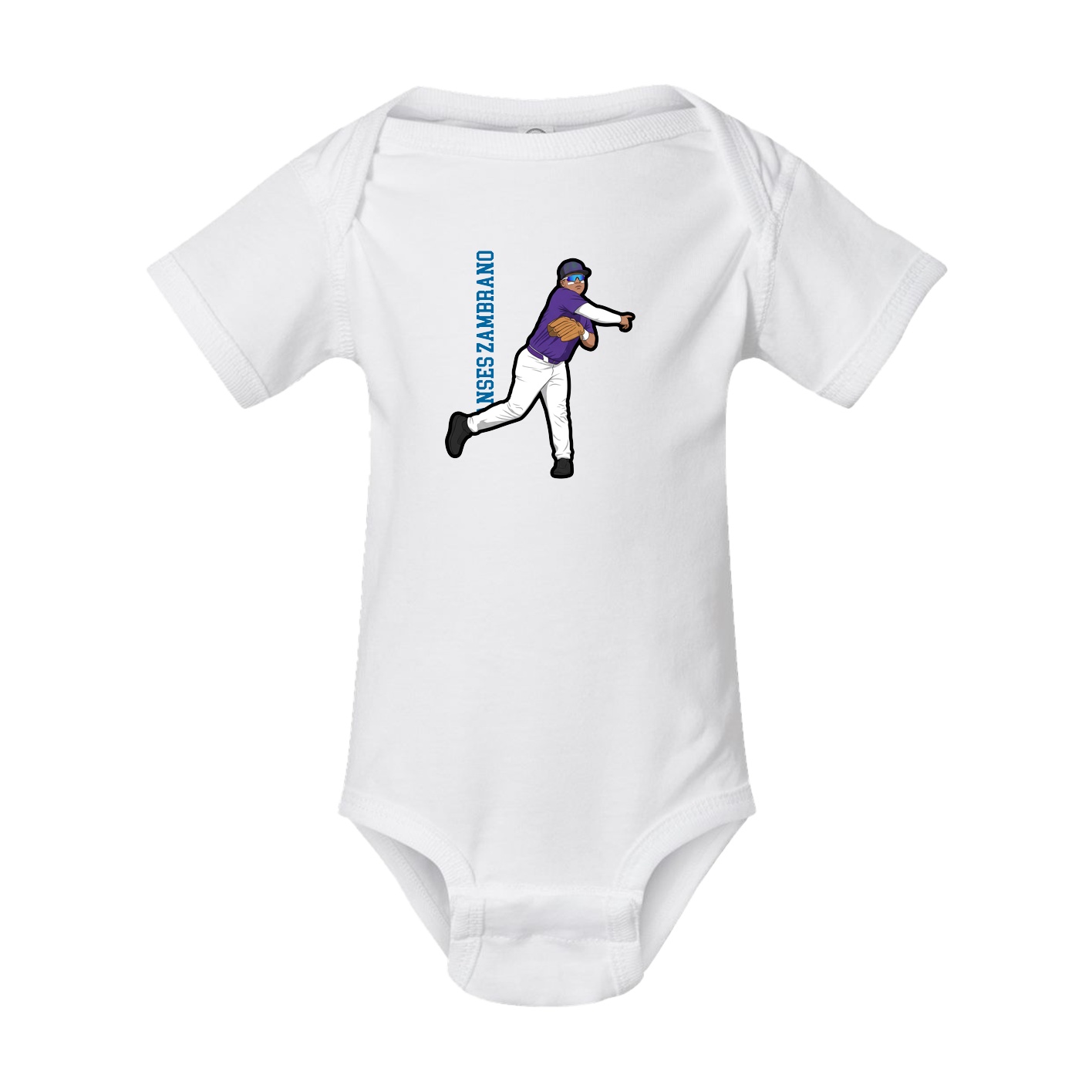 Baby Onesie — Name Vertical in White