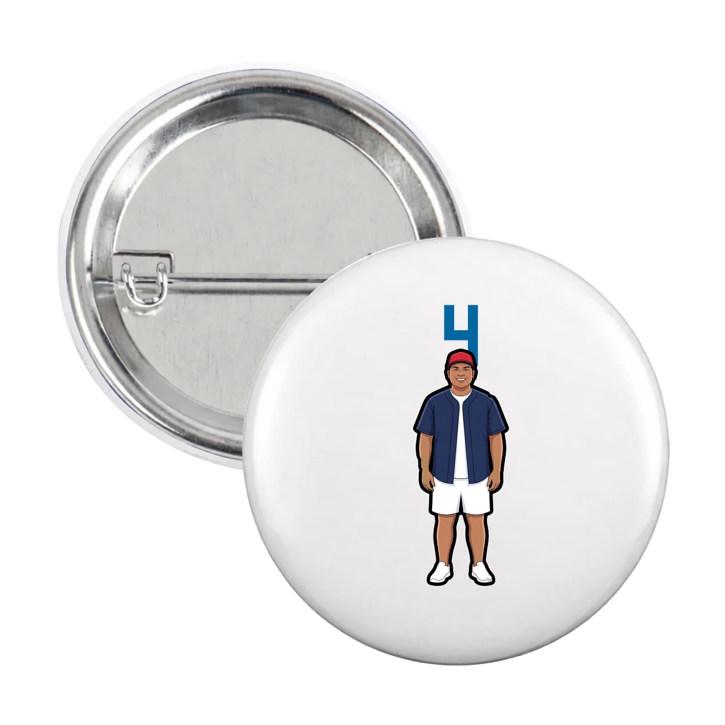 Game Day Button — Number Top in White