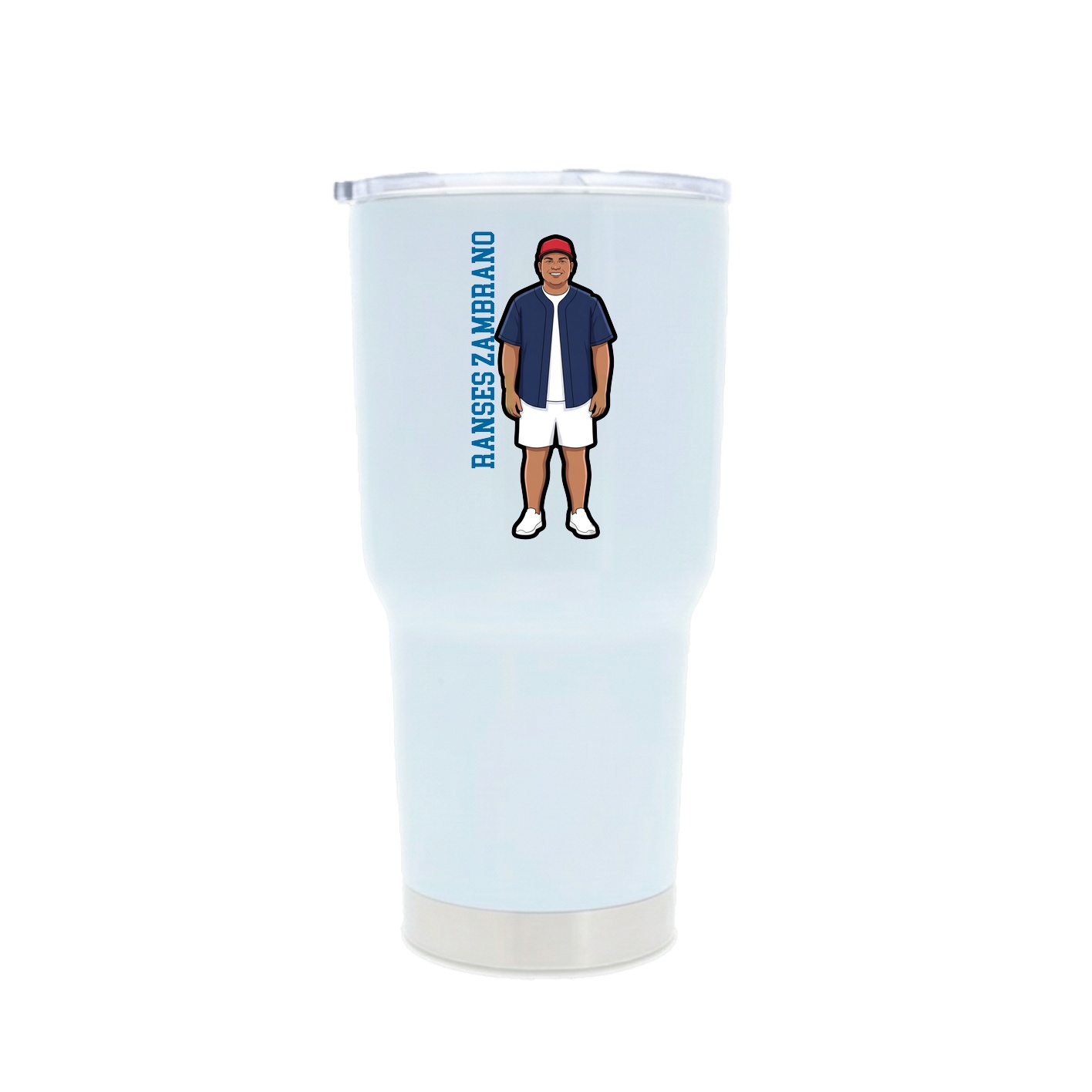 30oz Stainless Steel Tumbler — Name Vertical in White