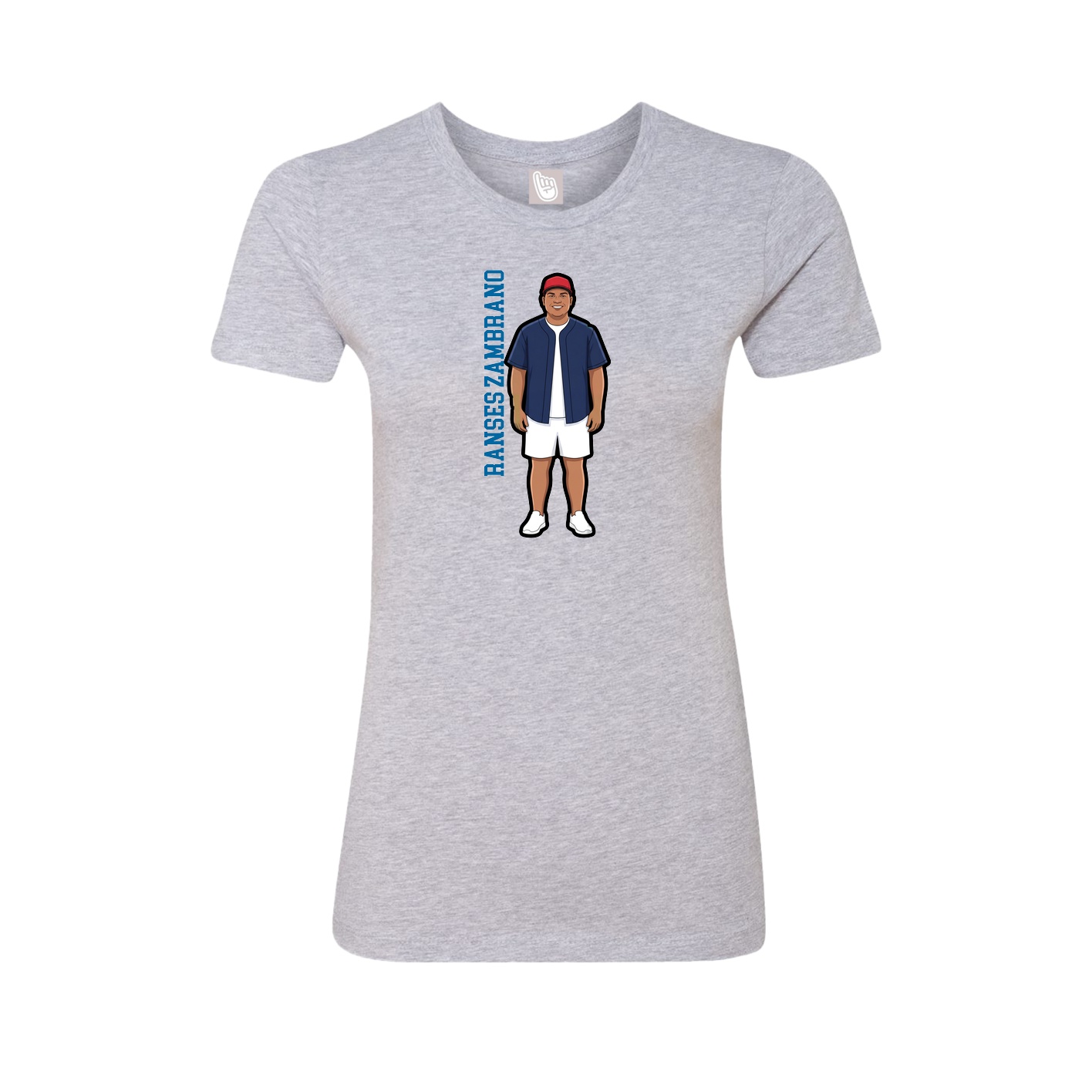 Fitted Women's Tee — Name Vertical in Grey