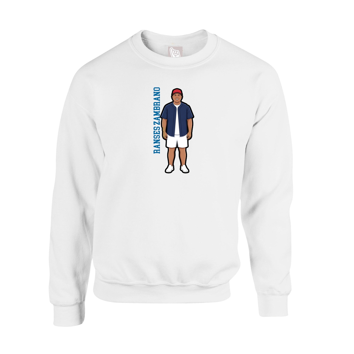 Fleece Crew — Name Vertical in White