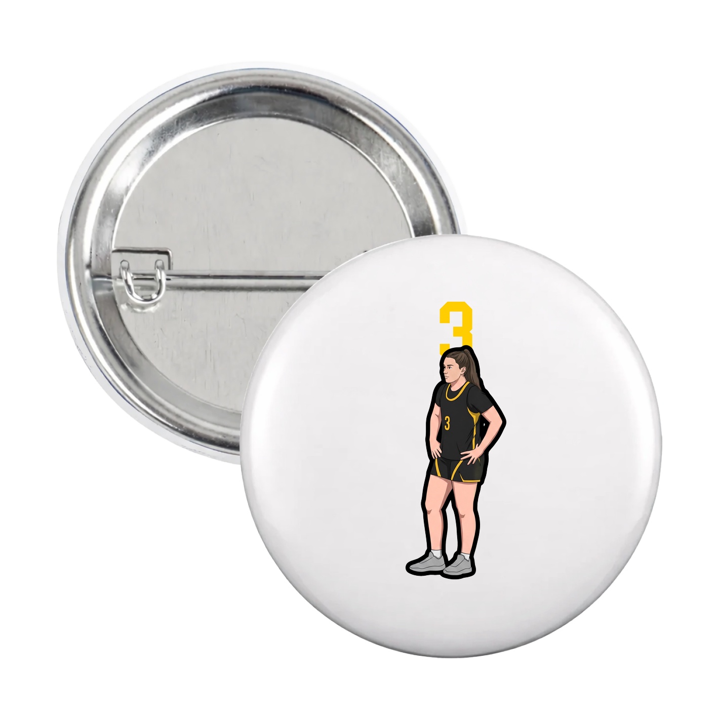 Game Day Button — Number Top in White