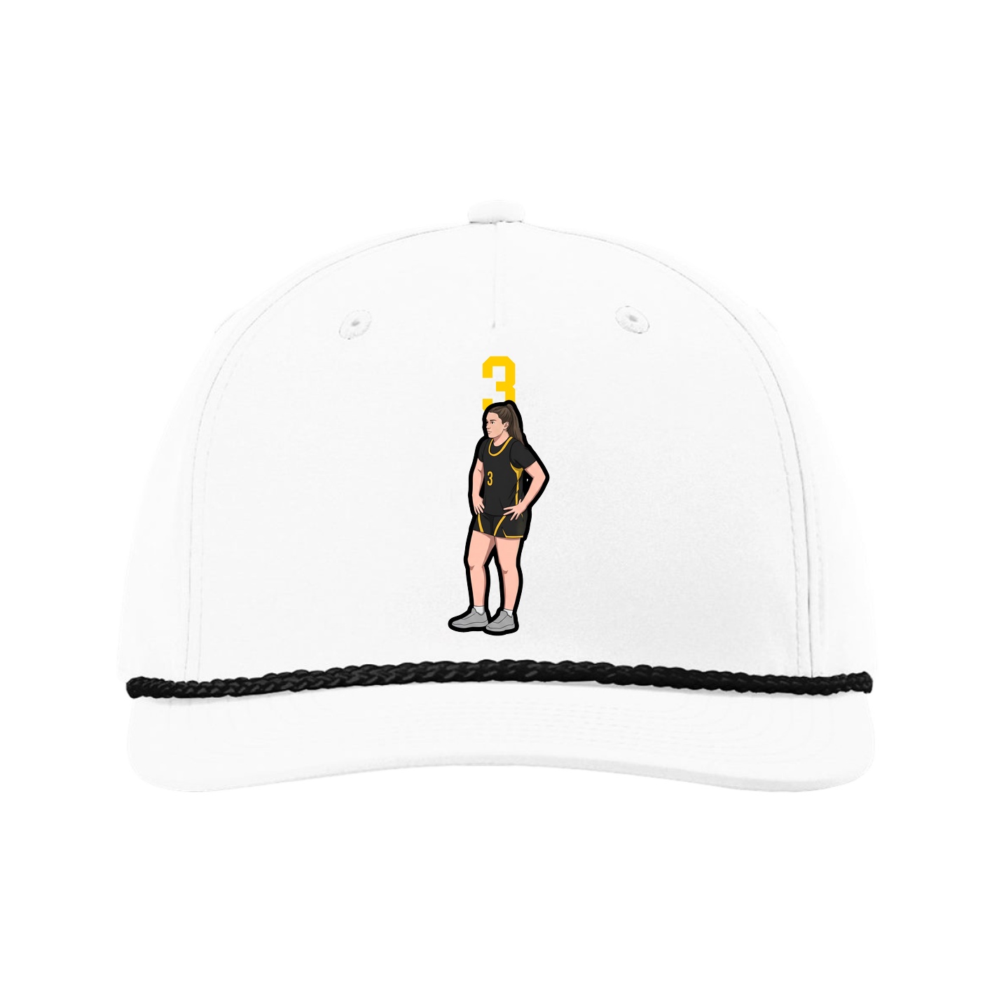 Five-Panel Classic Rope Cap — Number Top in White