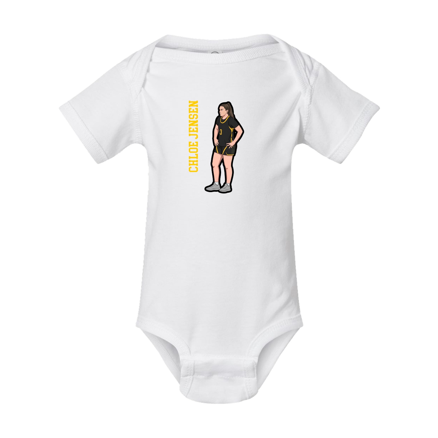 Baby Onesie — Name Vertical in White