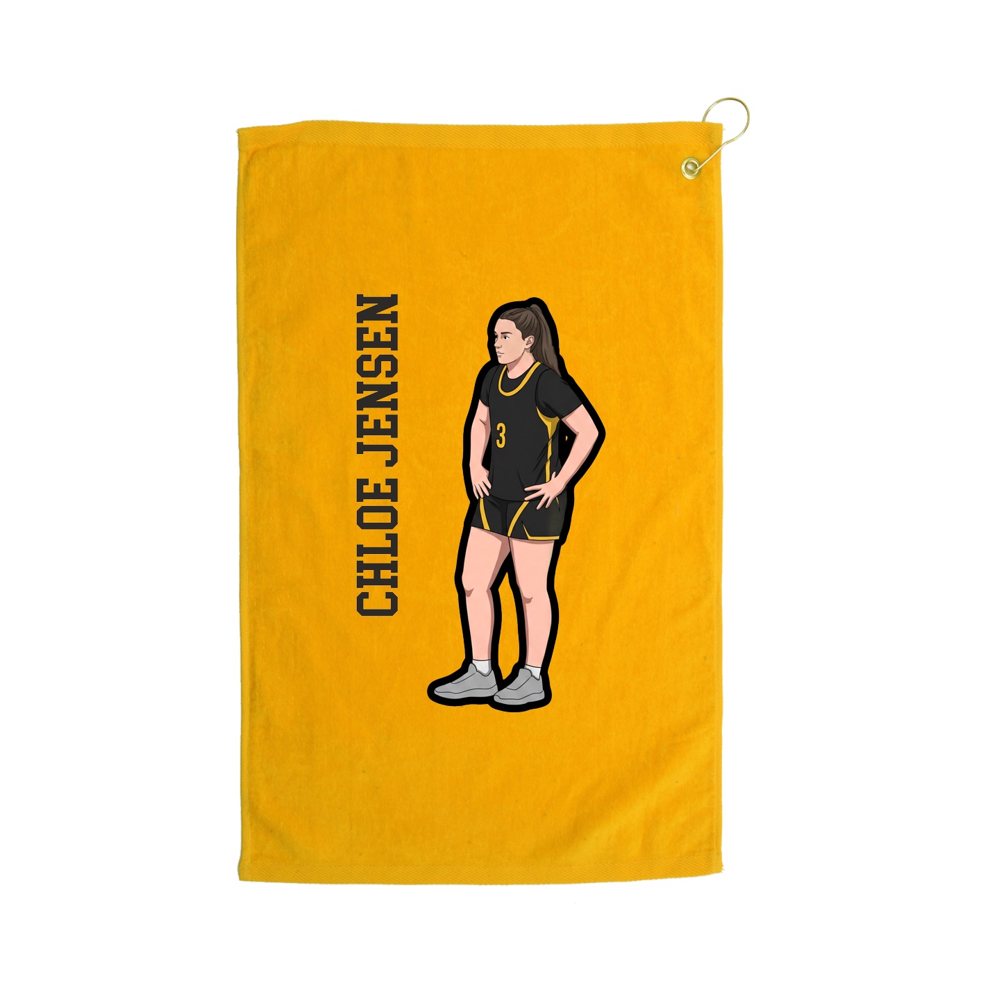 Golf Towel — Name Vertical in Gold