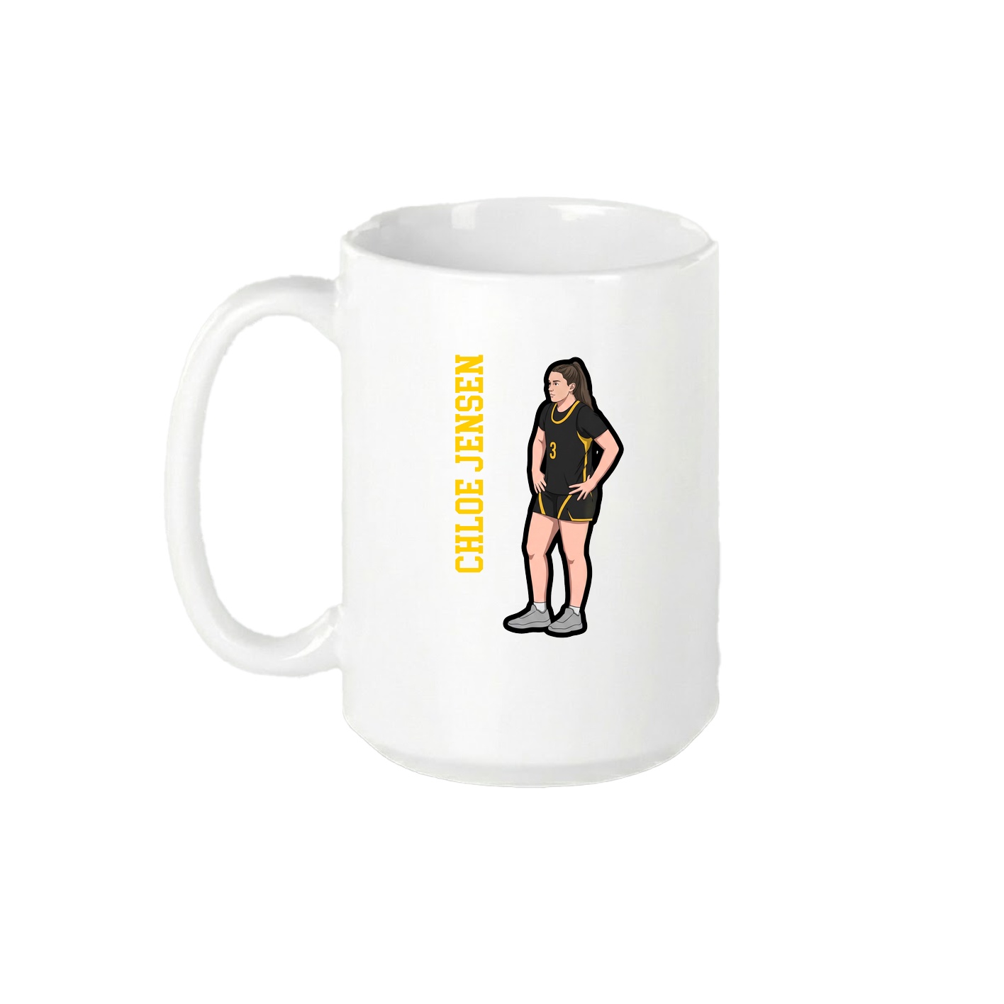 15oz Coffee Mug — Name Vertical in White