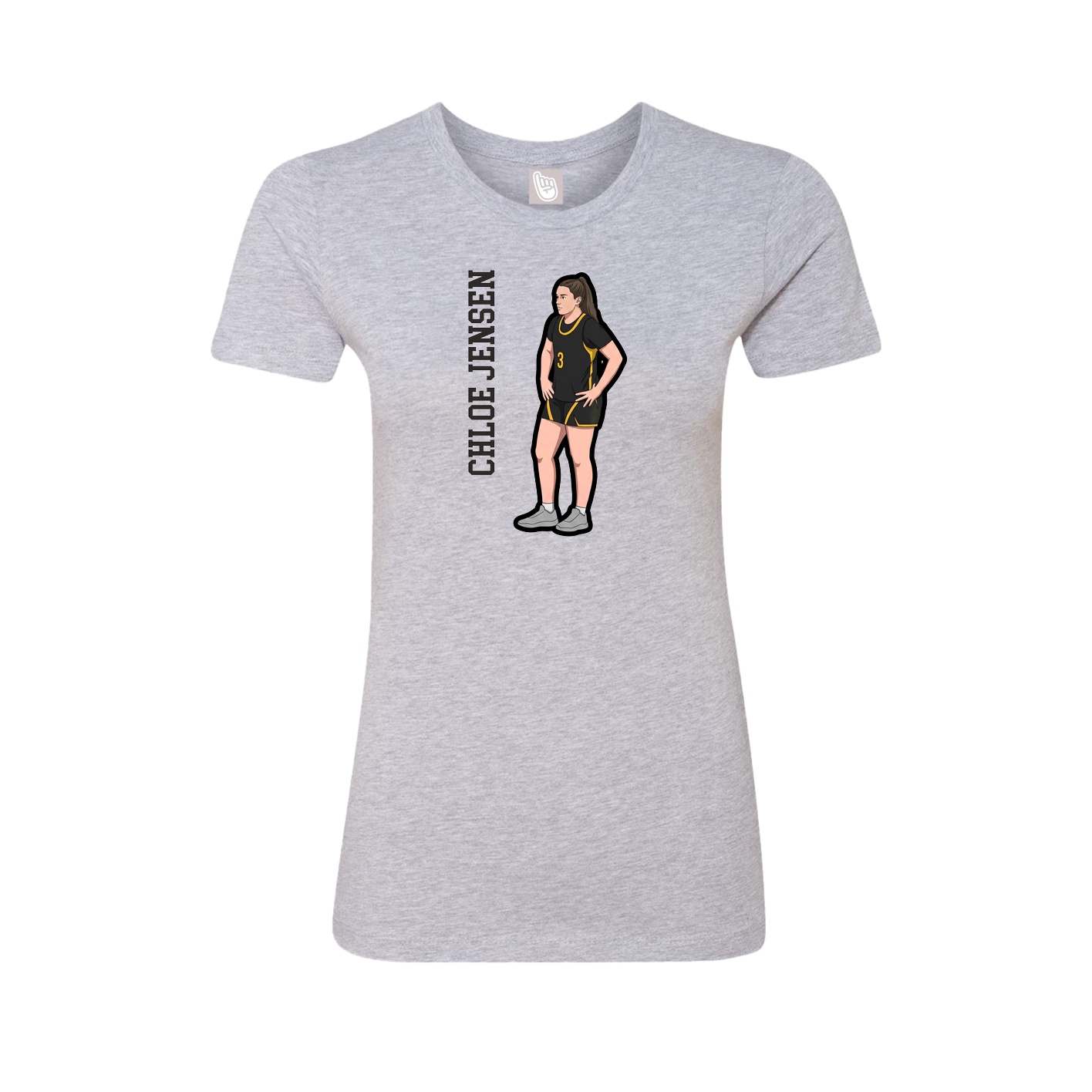 Fitted Women's Tee — Name Vertical in Grey