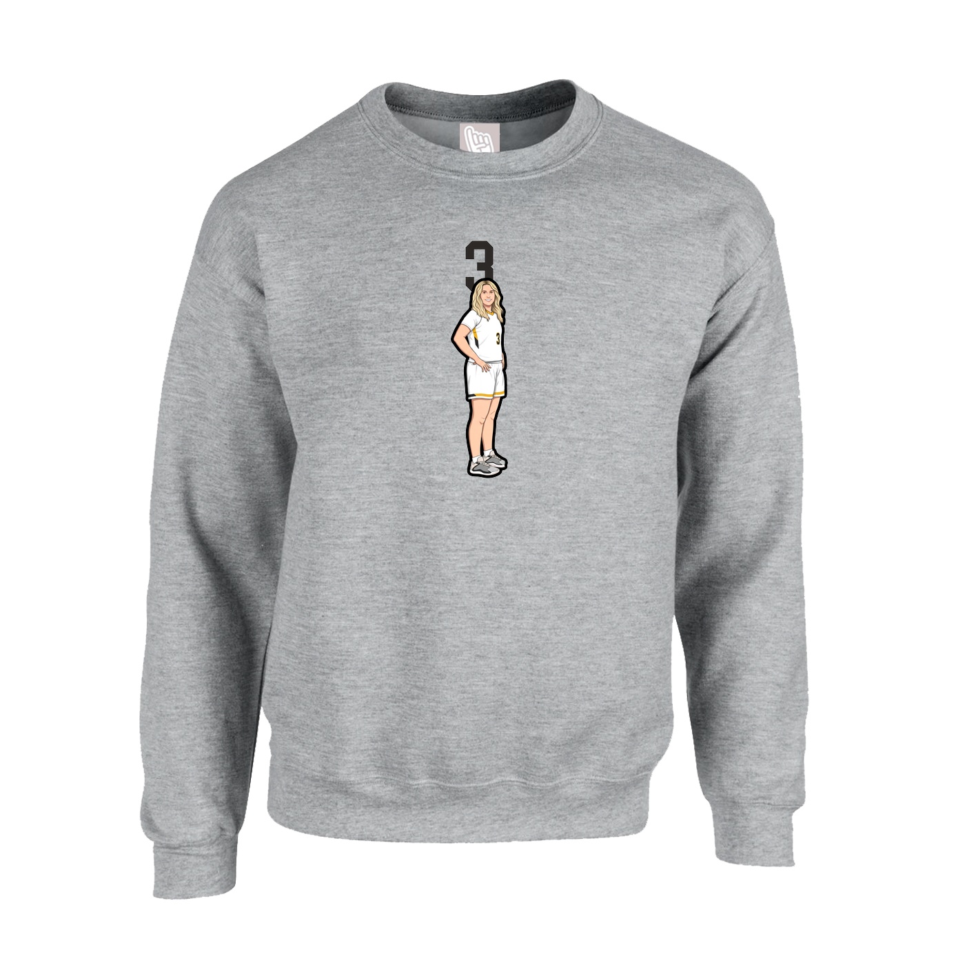 Fleece Crew — Number Top in Grey