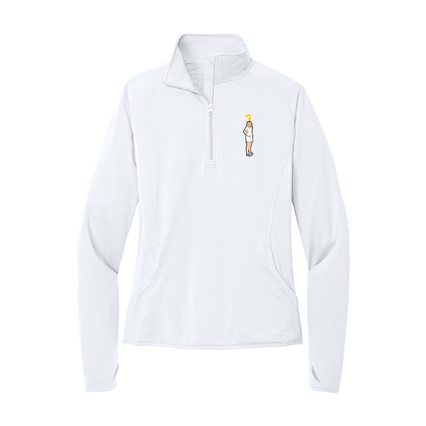 Women's Q-Zip Pullover — Number Top in White