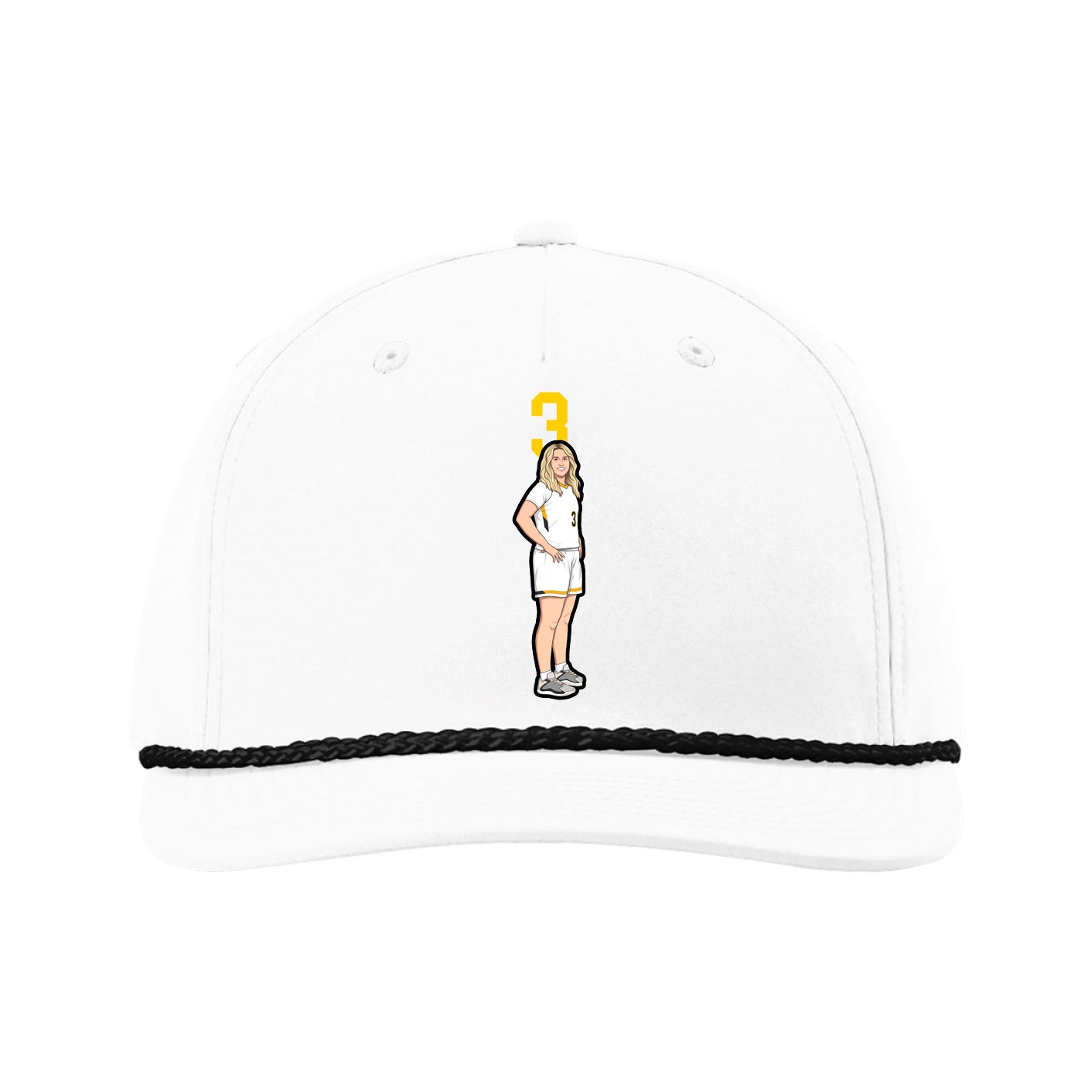 Five-Panel Classic Rope Cap — Number Top in White