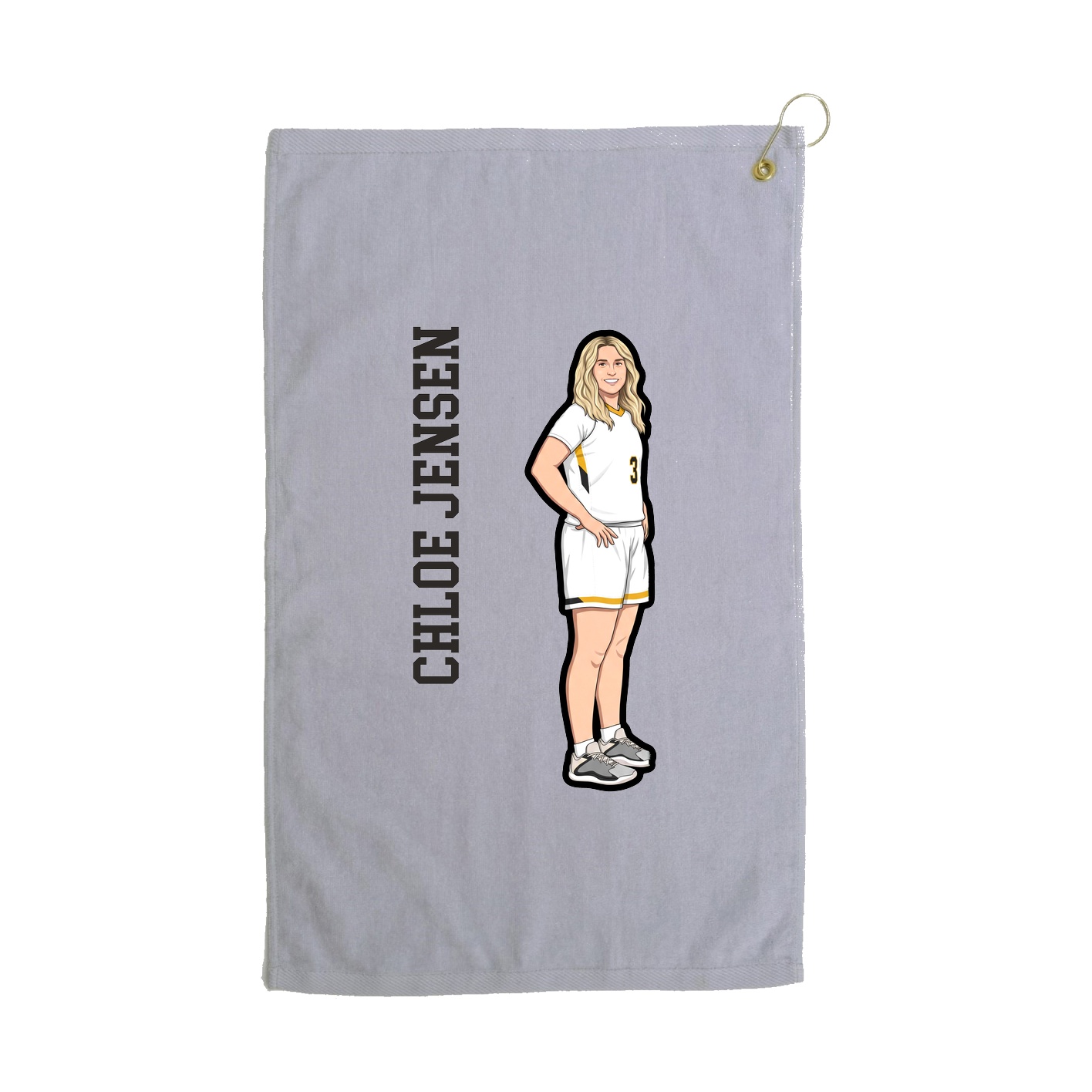 Golf Towel — Name Vertical in Grey