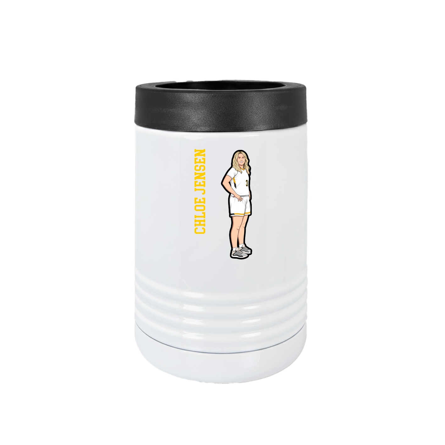 Beverage Holder — Name Vertical in White