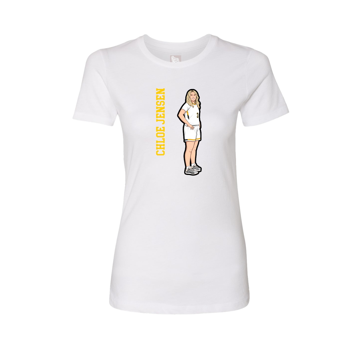 Fitted Women's Tee — Name Vertical in White