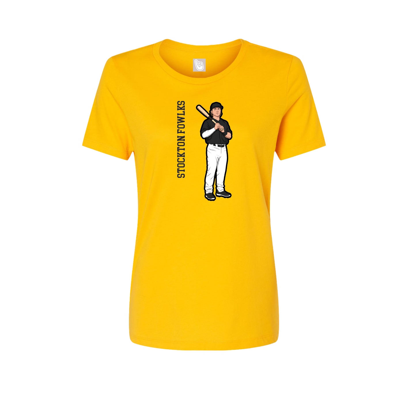 Fitted Women's Tee — Name Vertical in Gold