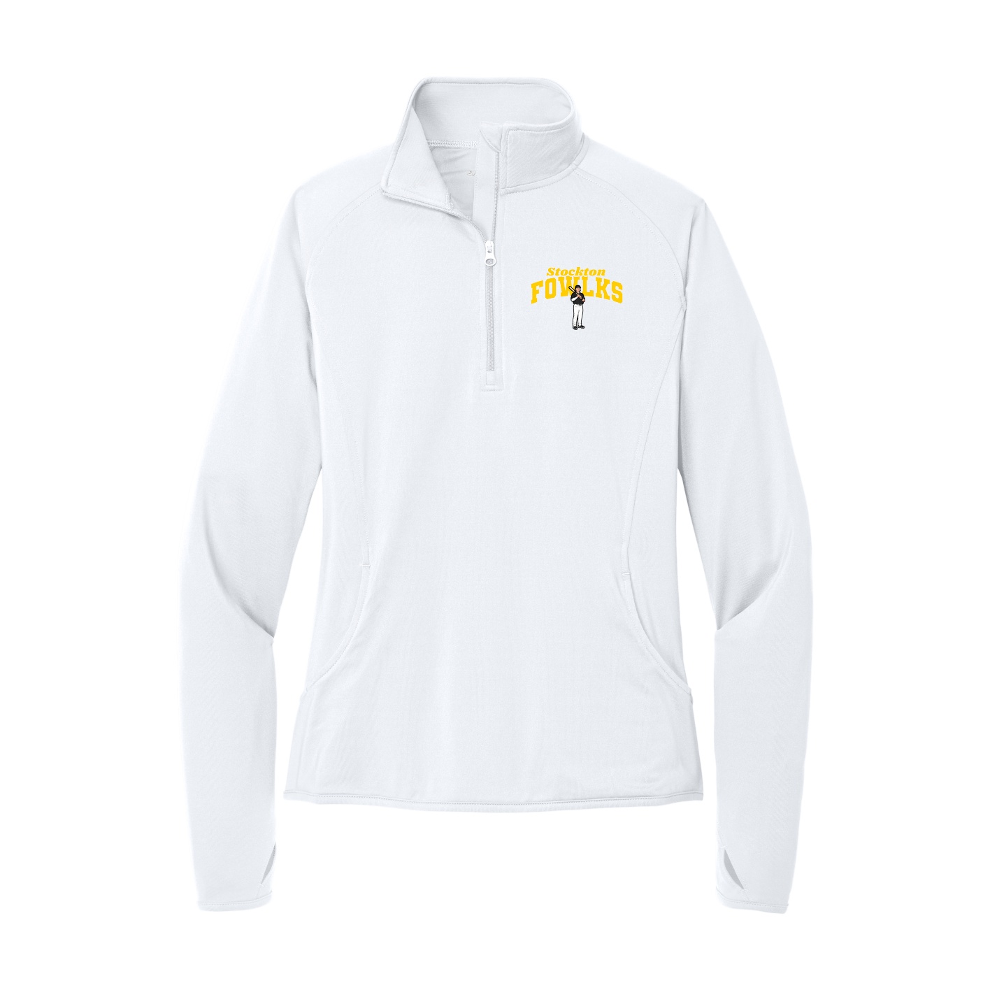 Women's Q-Zip Pullover — Signature Arch in White