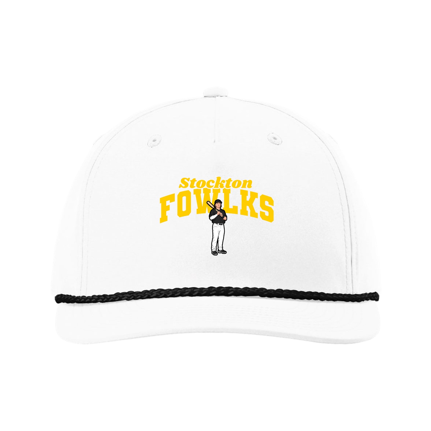 Five-Panel Classic Rope Cap — Signature Arch in White