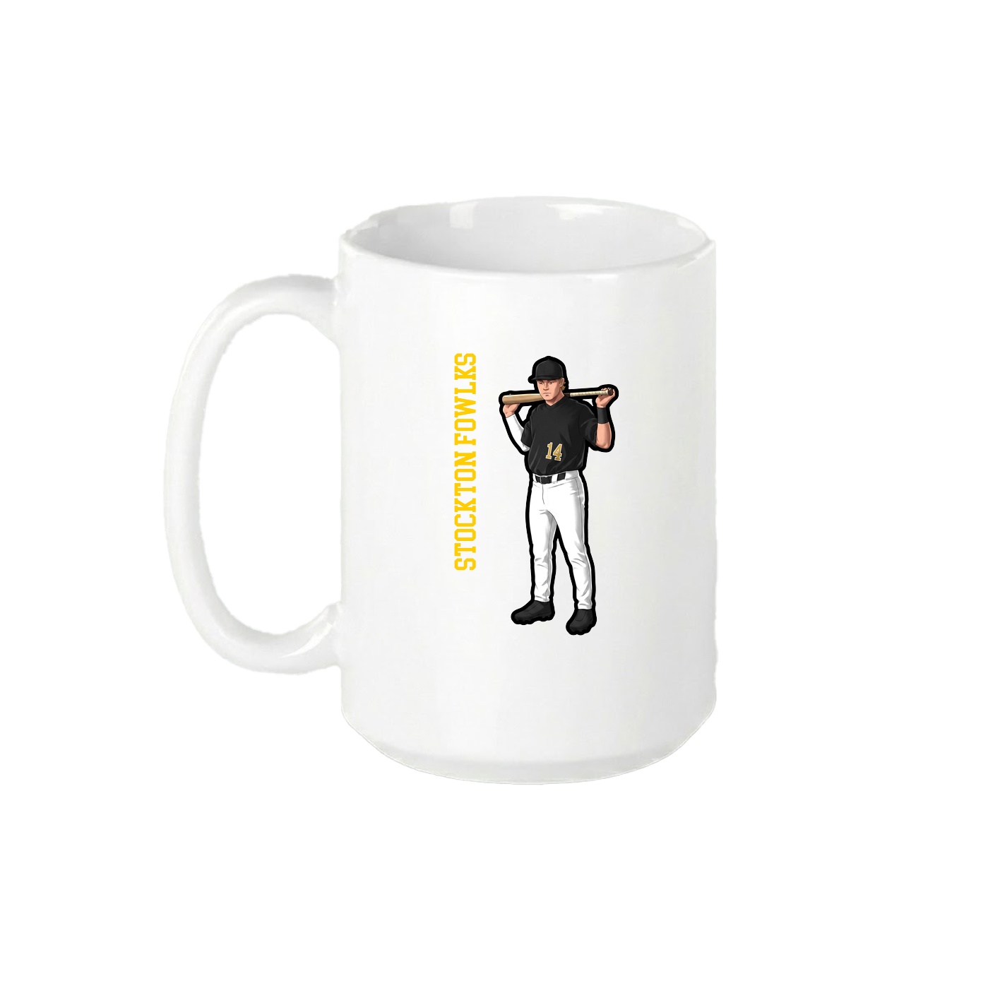 15oz Coffee Mug — Name Vertical in White