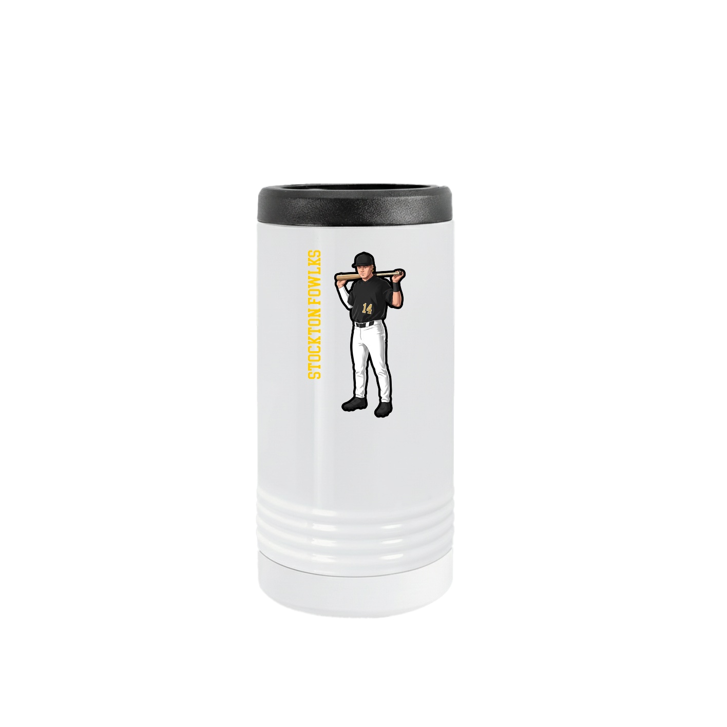 Slim Beverage Holder — Name Vertical in White