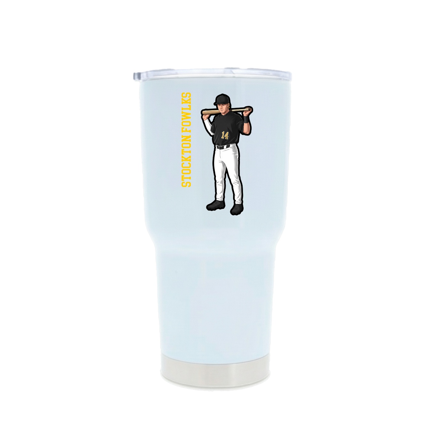 30oz Stainless Steel Tumbler — Name Vertical in White