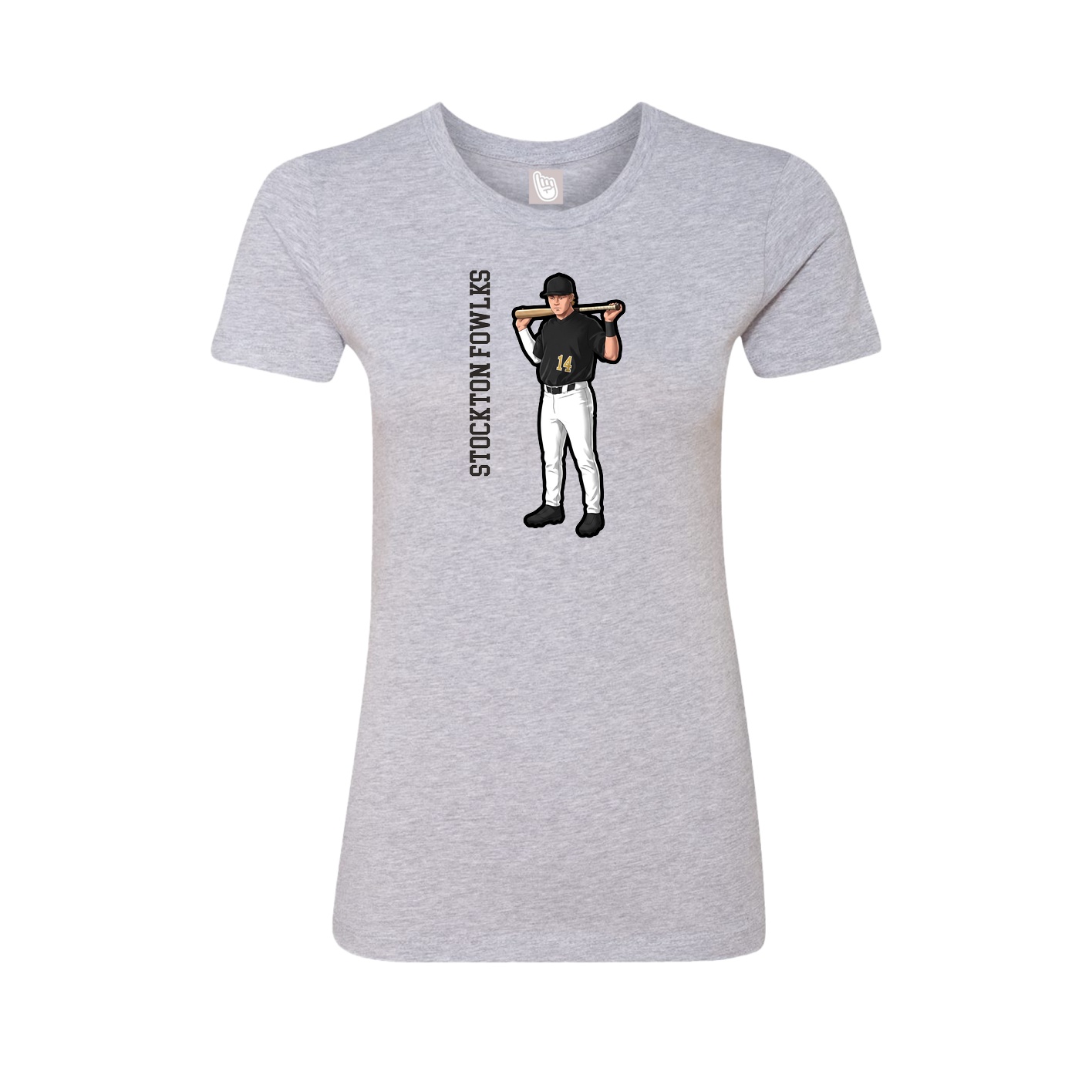 Fitted Women's Tee — Name Vertical in Grey