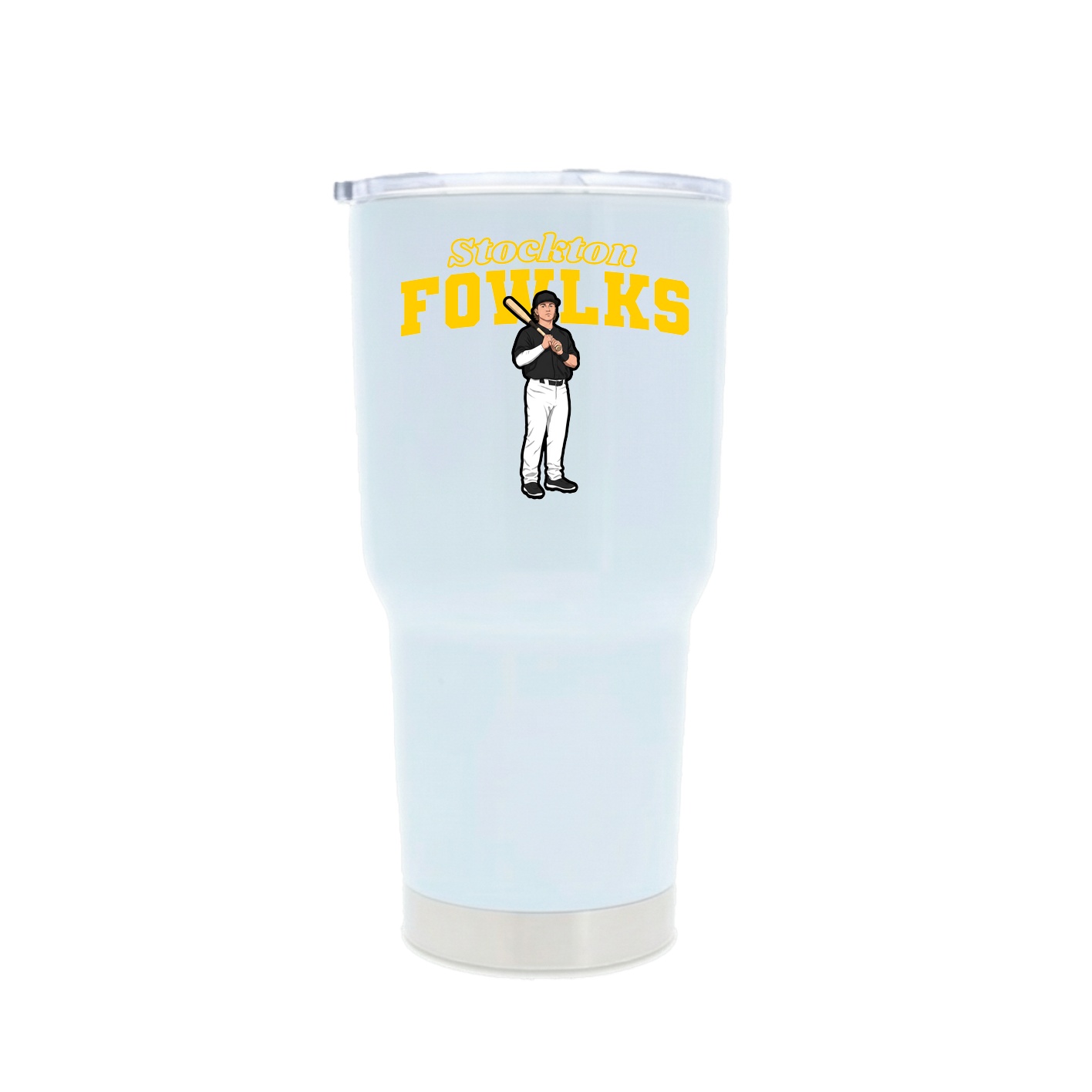30oz Stainless Steel Tumbler — Name Arch in White