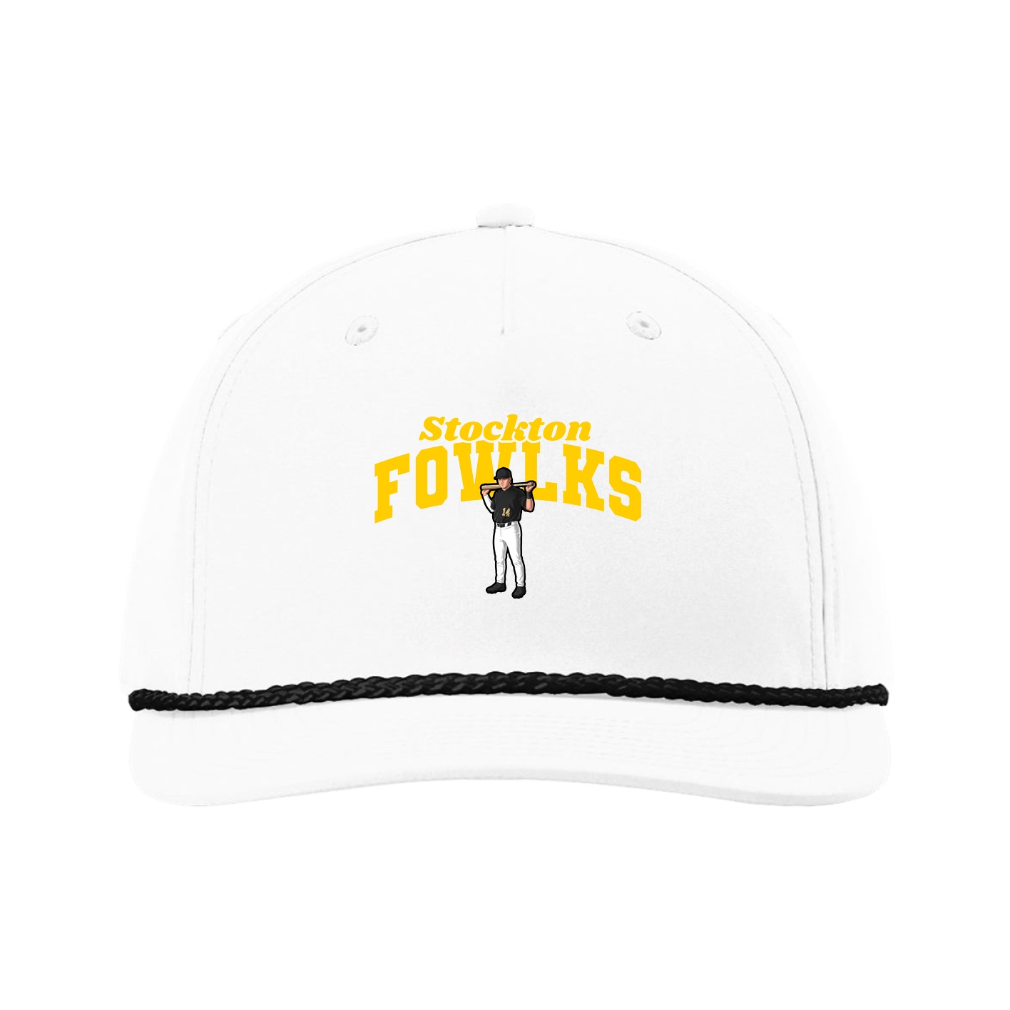 Five-Panel Classic Rope Cap — Signature Arch in White