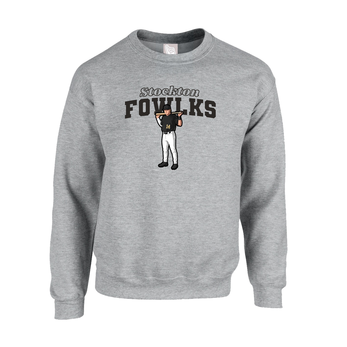 Fleece Crew — Name Arch in Grey