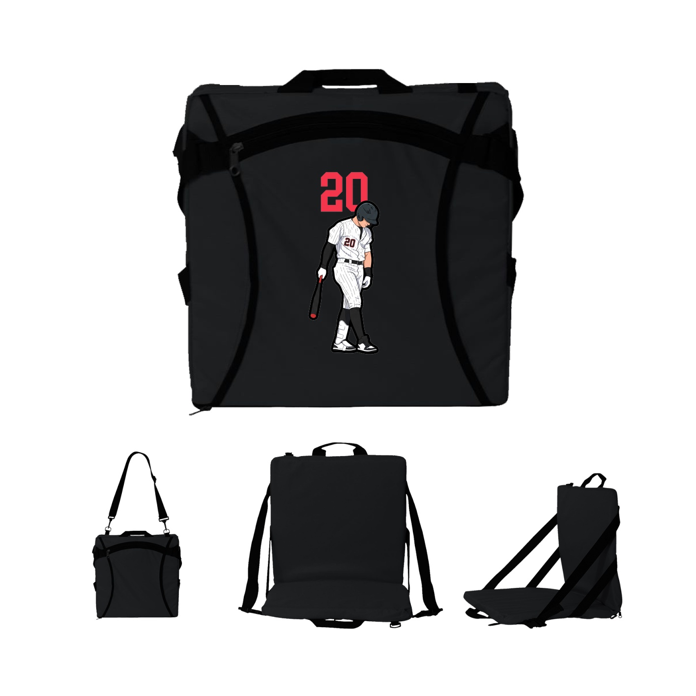 Folding Stadium Seat — Number Top in Black