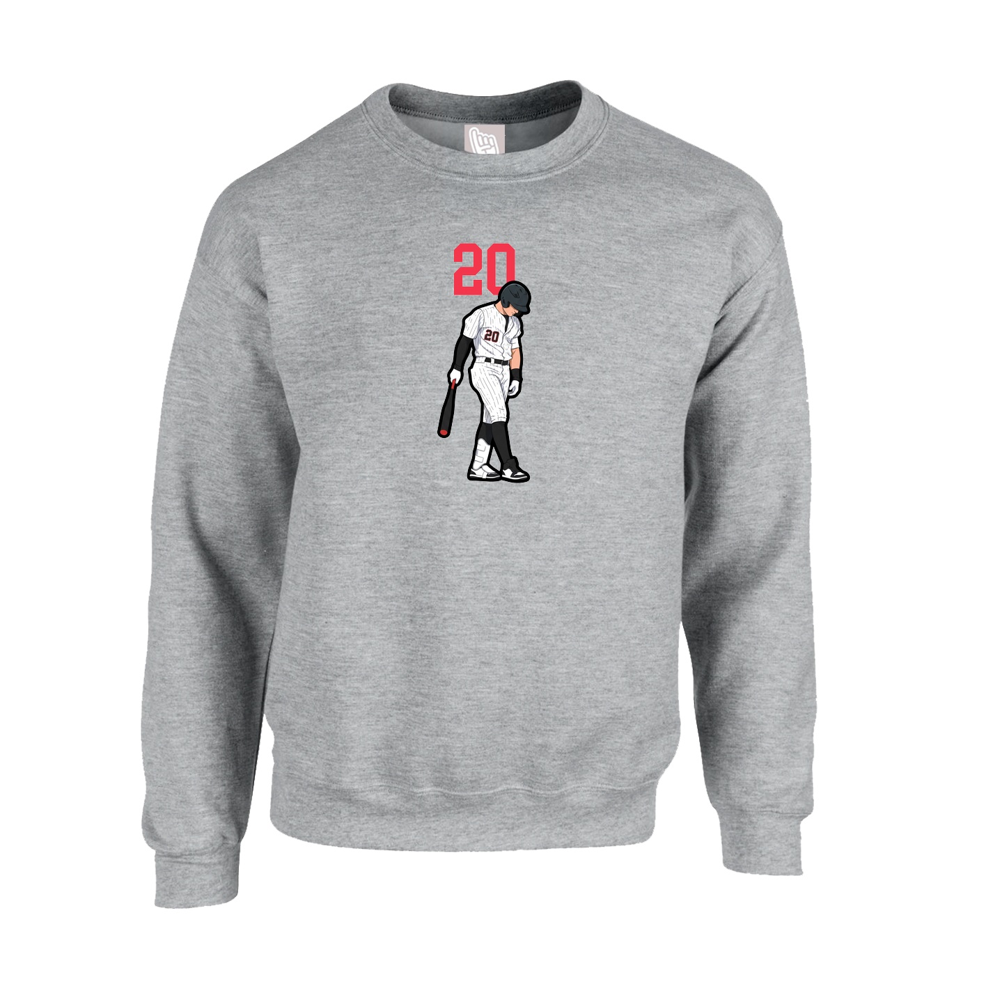 Fleece Crew — Number Top in Grey