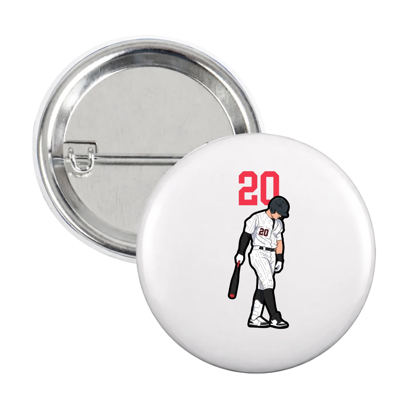Game Day Button — Number Top in White