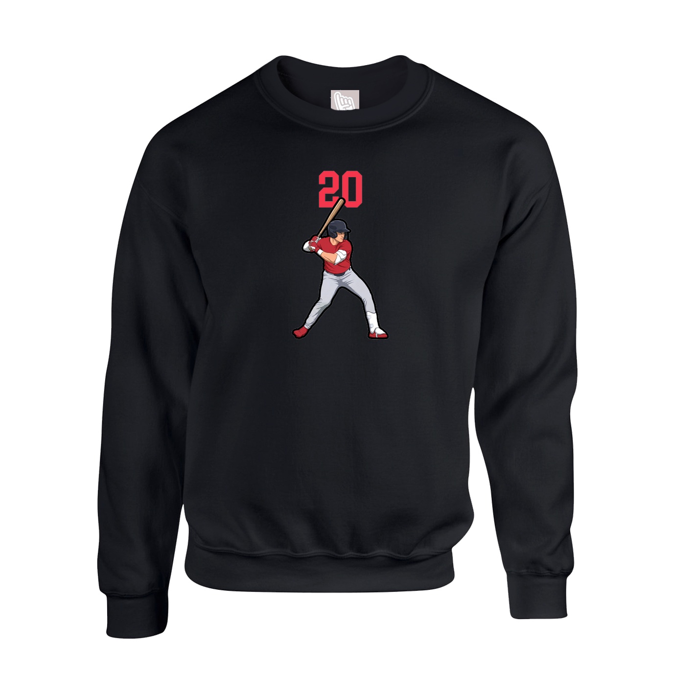 Fleece Crew — Number Top in Black