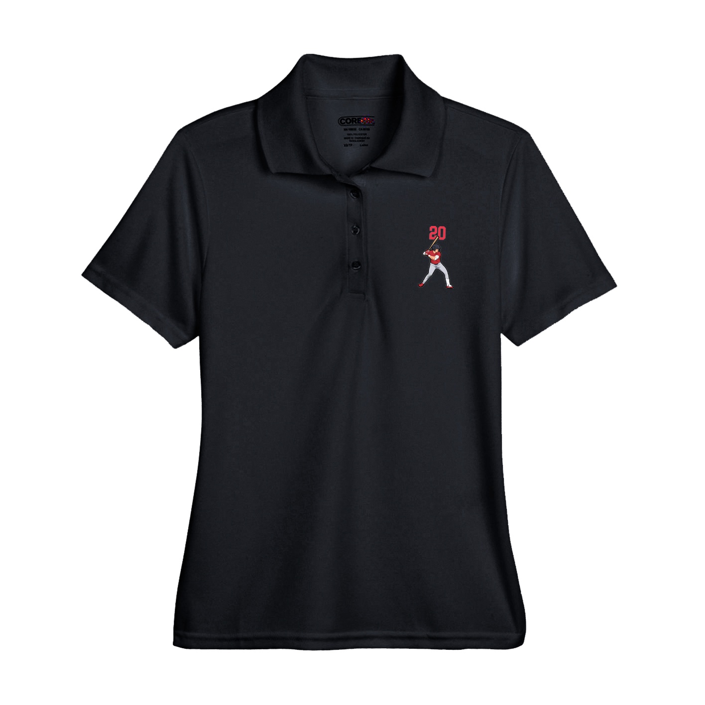 Womens Performance Polo — Number Top in Black