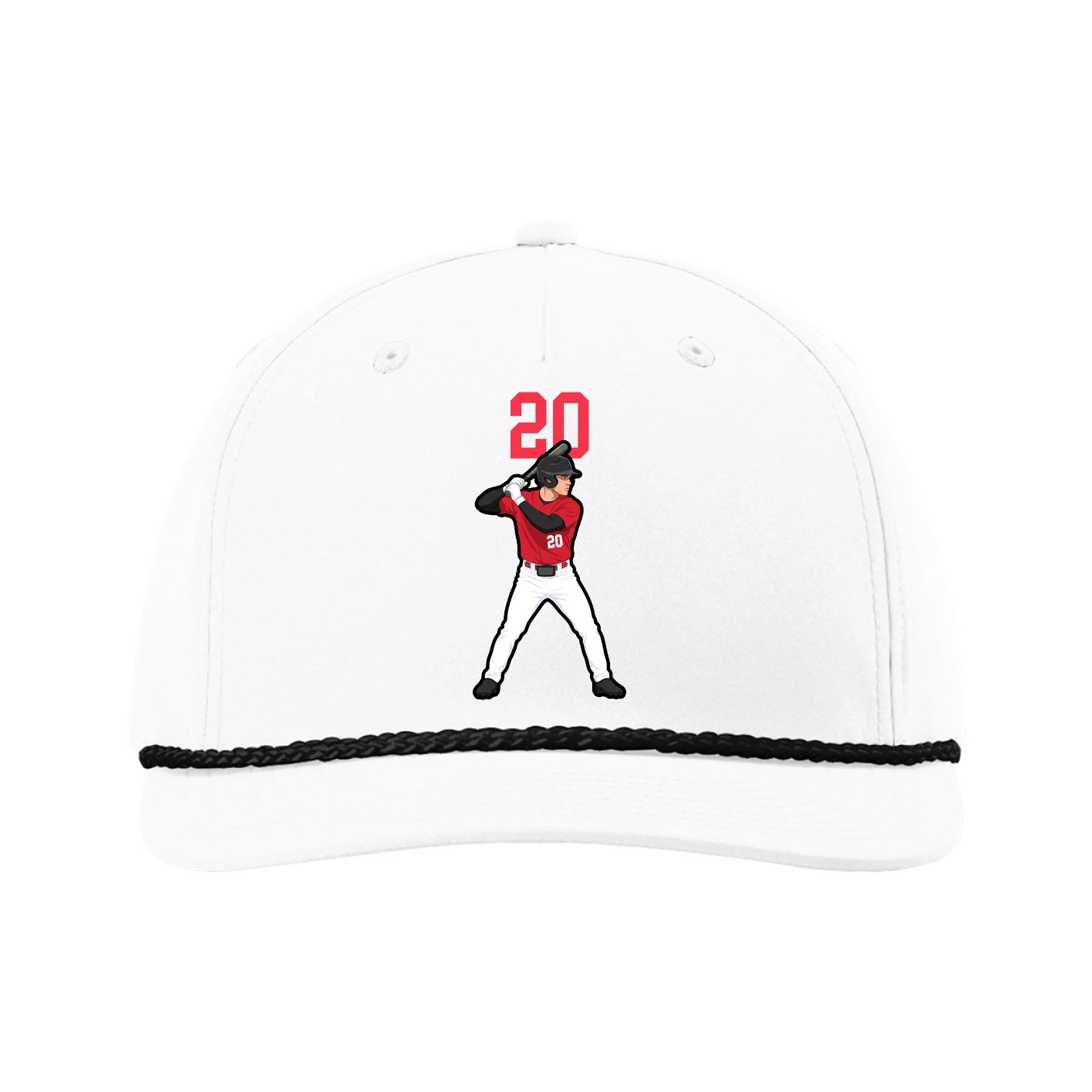 Five-Panel Classic Rope Cap — Number Top in White
