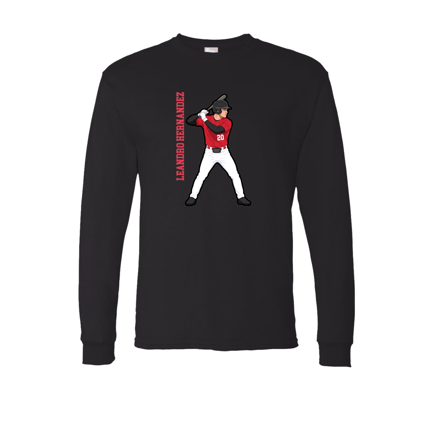 Long Sleeve Tee — Name Vertical in Black