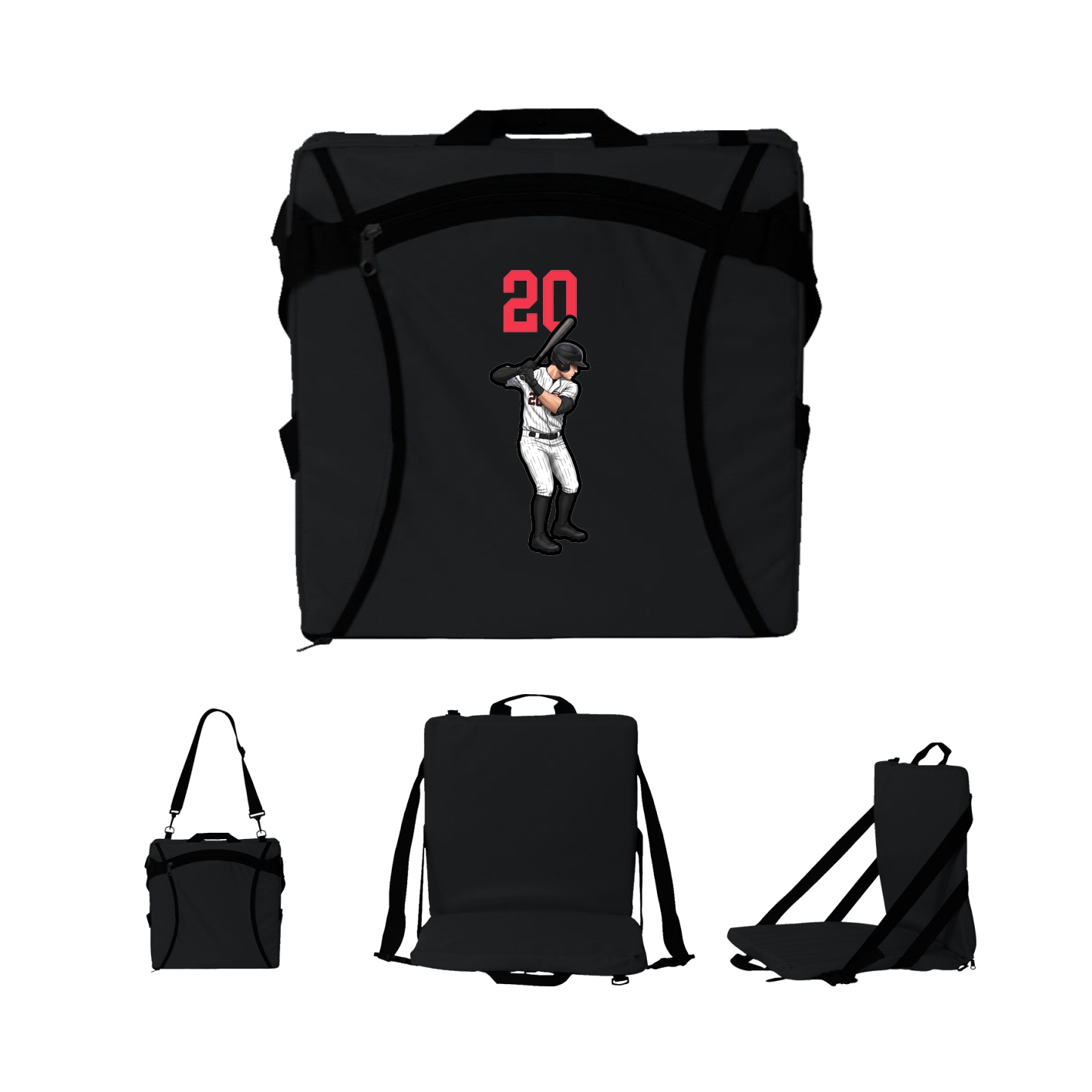 Folding Stadium Seat — Number Top in Black